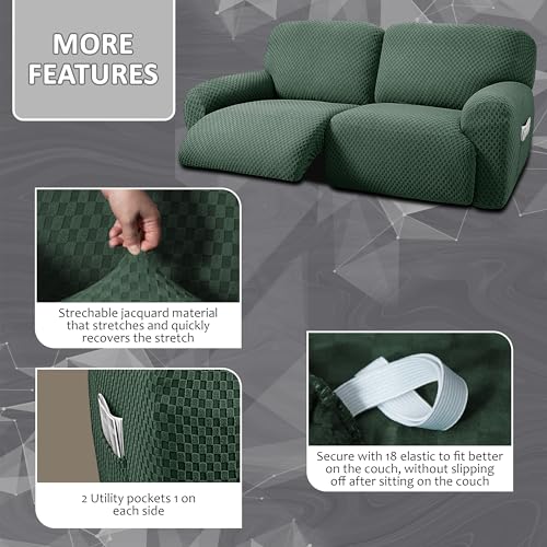 ULTICOR Reclining Love Seat Slipcover with Middle Console, Dark Grey S319