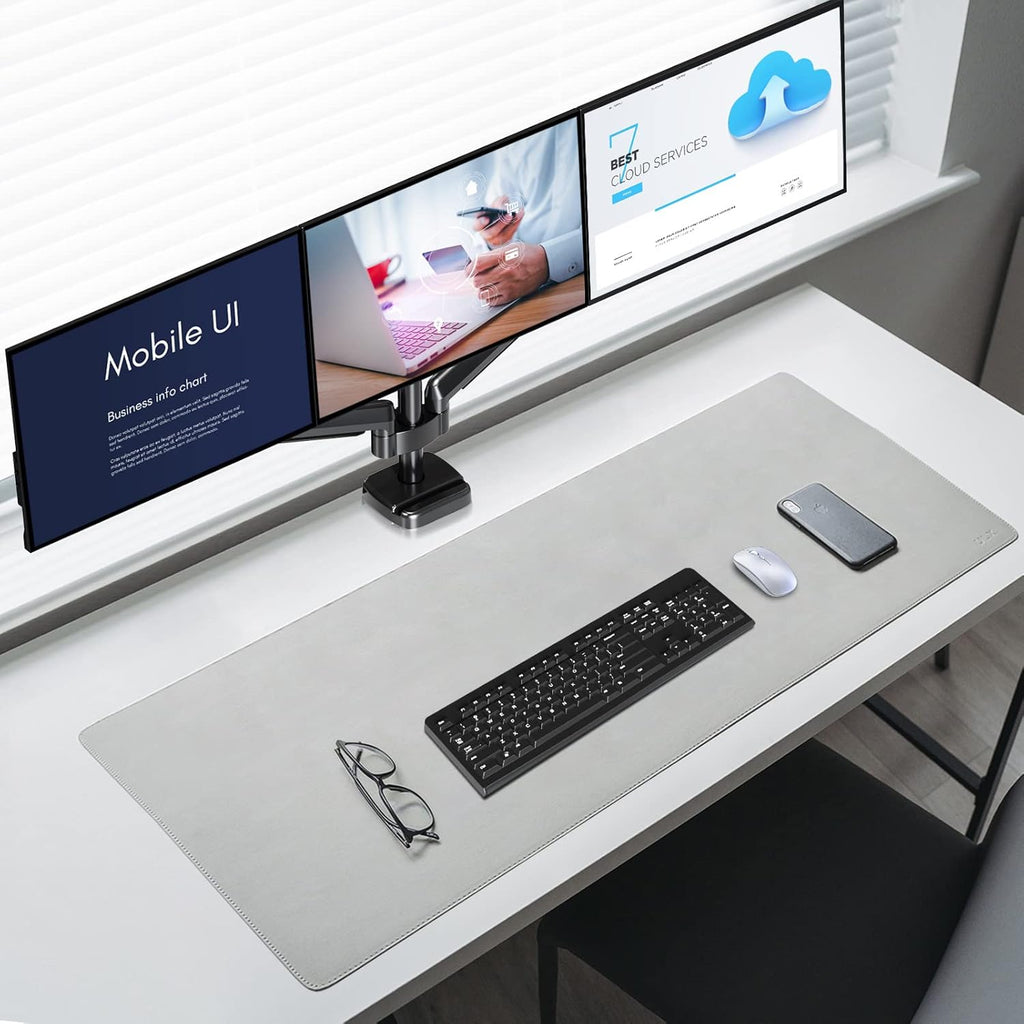 MOUNTUP Triple Monitor Mount Desk Stand for 3 Screens Up to 27 inch, Gas Spring, Heavy Duty J193