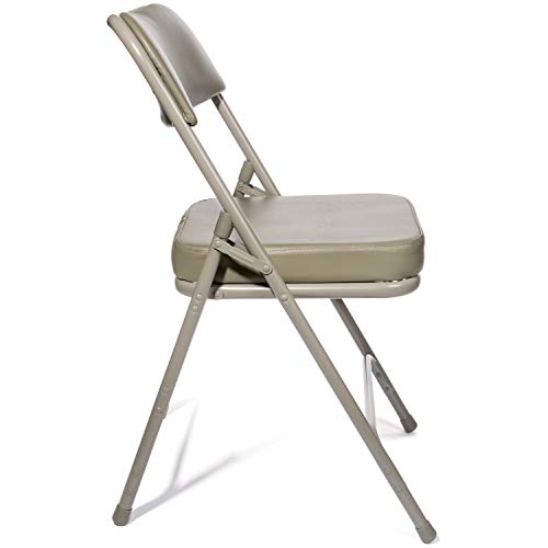 Vinyl Upholstered Folding Chair (2 Pack) - Heavy Duty, 300 lb Tested, Beige V42783