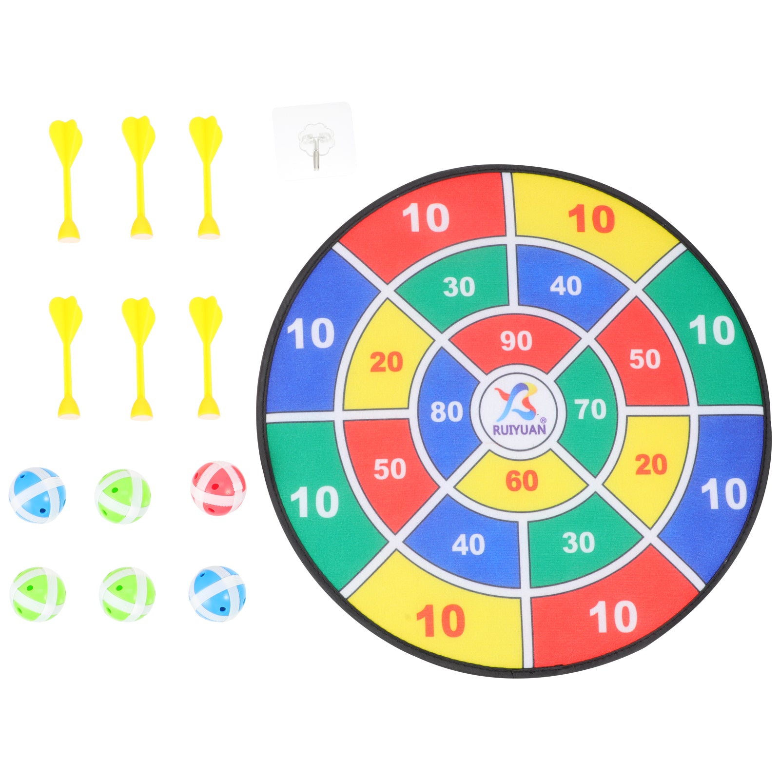 1 Set Safety Dart Board Toys Practice Target Sticky Ball Shooting Toy Interactive Prop Party Game Supplies (36cm, 6pcs Sticky Ball and 6pcs Darts)