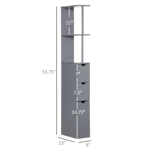 Slim Bathroom Cabinet with 3 Drawers Freestanding Narrow Storage Shelf I7068