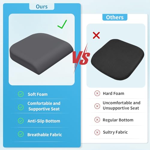 Large Seat Cushion, Soft Foam Non-Slip Chair Pad for Office, Home & Car (Grey) C873478