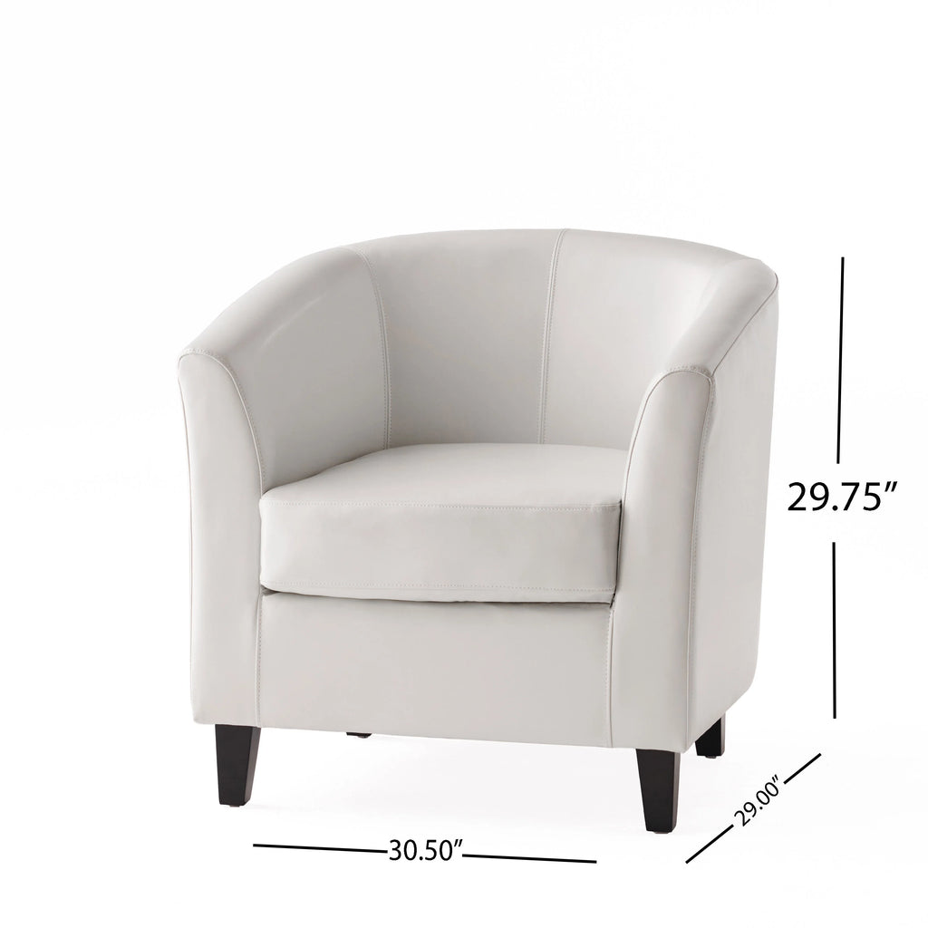 GDF Studio Miller Upholstered Club Chair, Ivory Bonded Leather N367