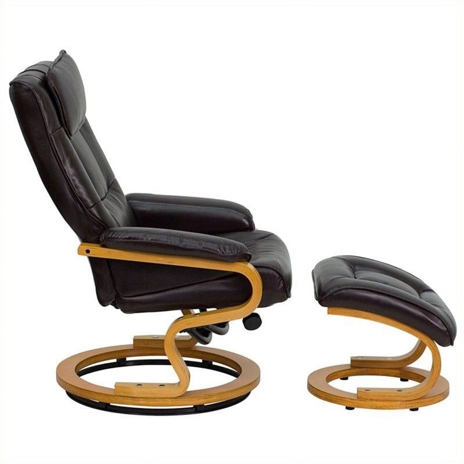 Bowery Hill Contemporary LeatherSoft Recliner and Ottoman in Brown O3183