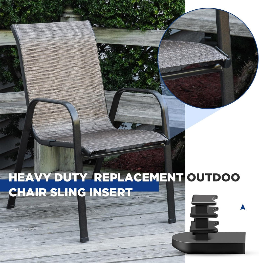 Sling Rail End Caps for Patio Furniture Replacement, Half Oval, Black Nylon X23340