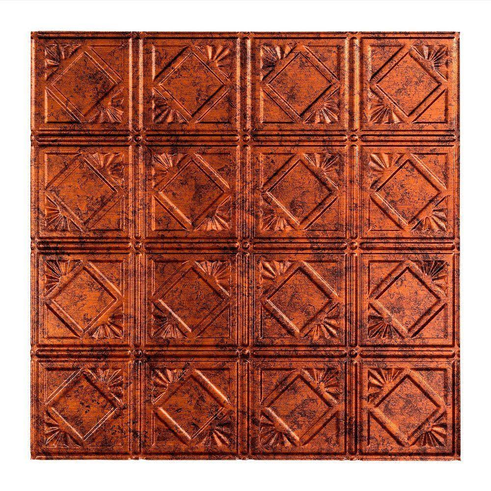 Fasade Decorative Vinyl Ceiling Tile 2ft x 2ft Moonstone Copper (5 Pack) R5895