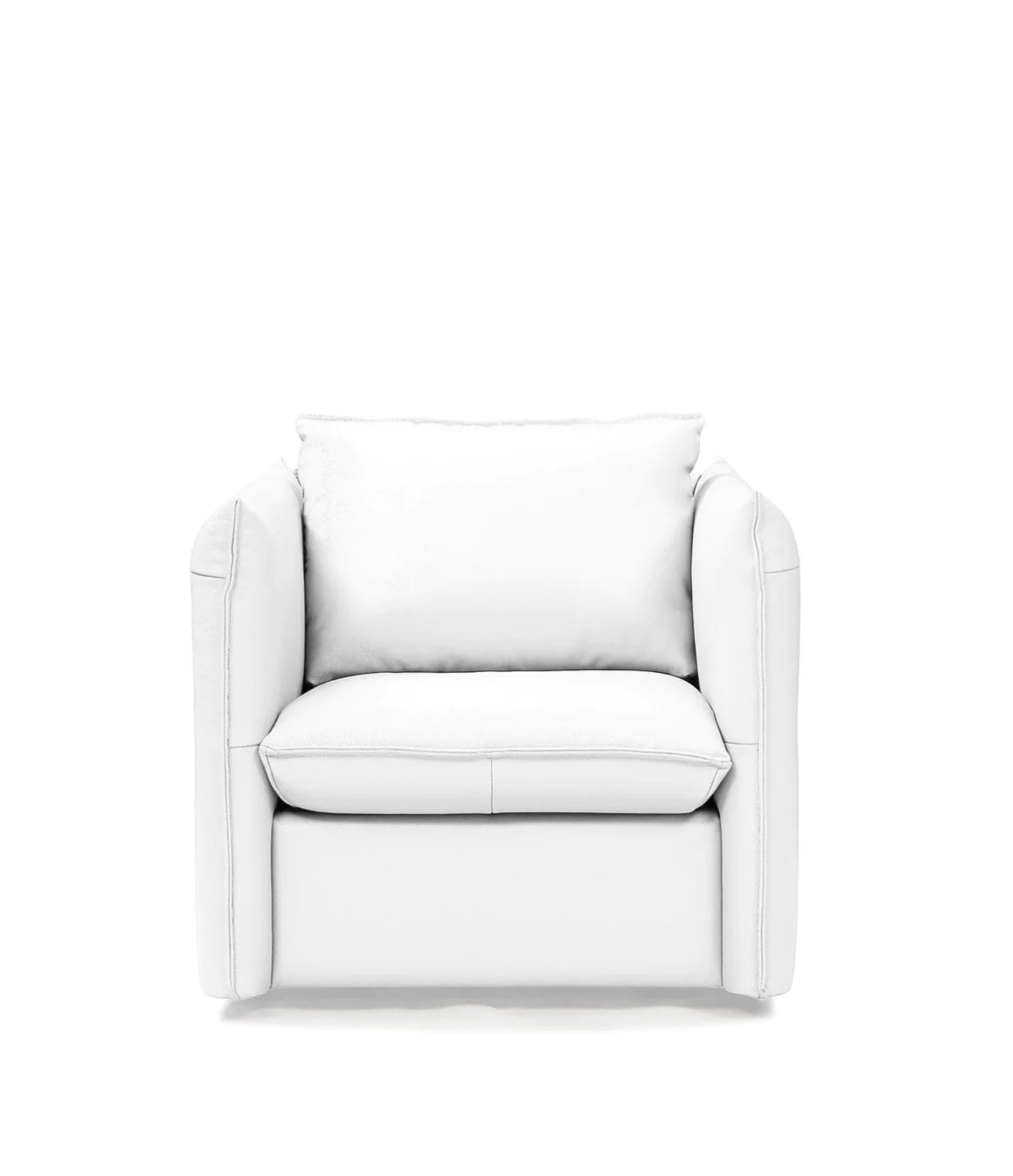 HomeRoots 31 x 36 x 31 in. White Genuine Leather Swivel Accent Chair D957936