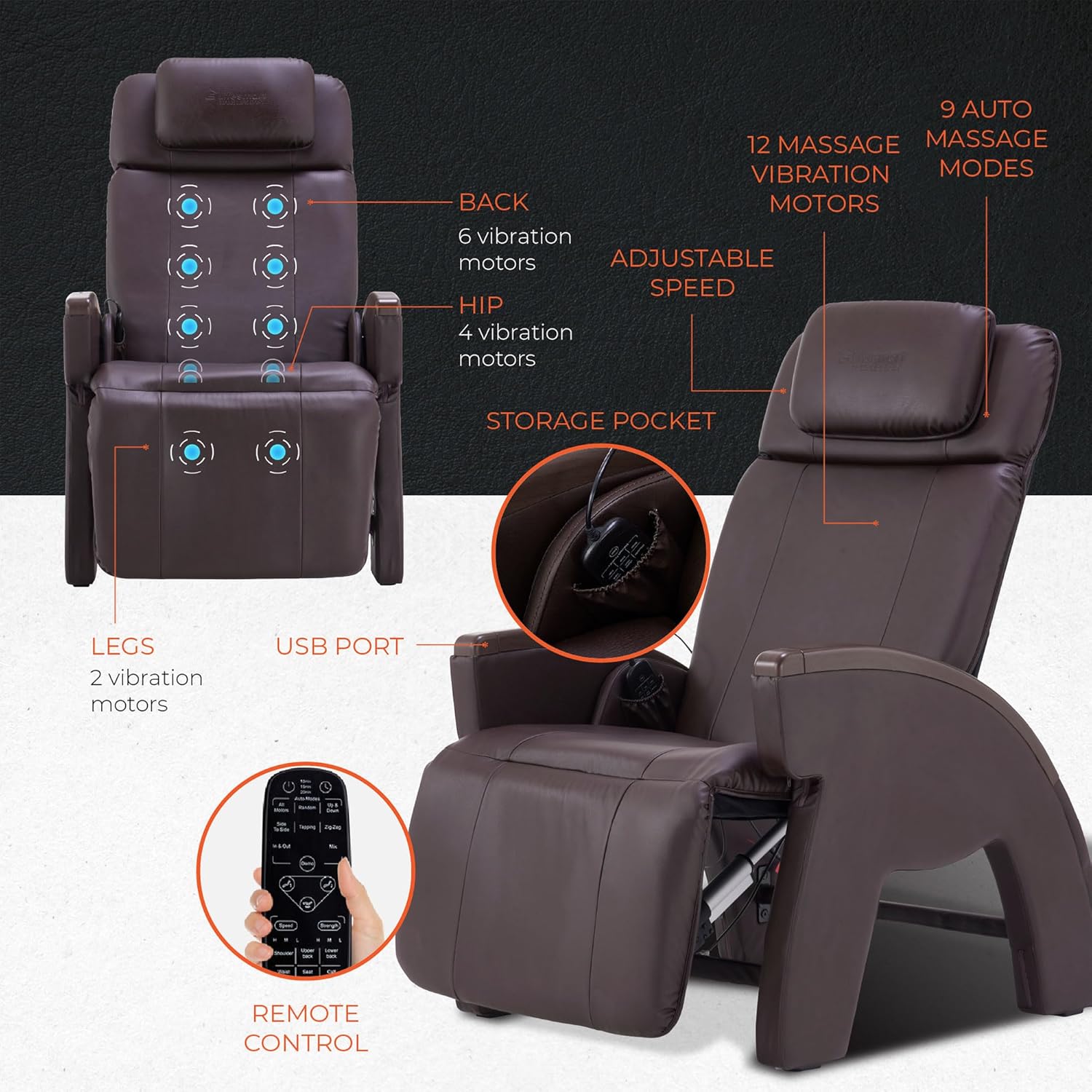 Lifesmart R5J01 Zero-Gravity Recliner Massage Chair with Heat and USB Port P755602