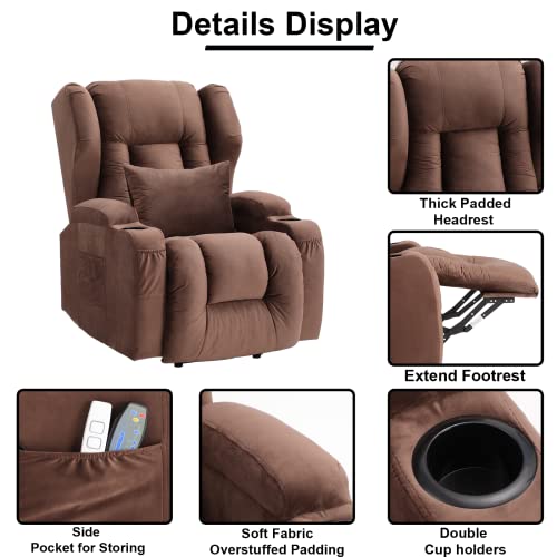 Power Lift Recliner Chair for Elderly with Massage and Heat, Velvet, USB Ports X3458
