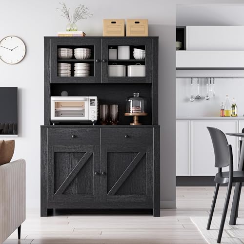 Freestanding Kitchen Pantry Cabinet with Microwave Stand, White N1672