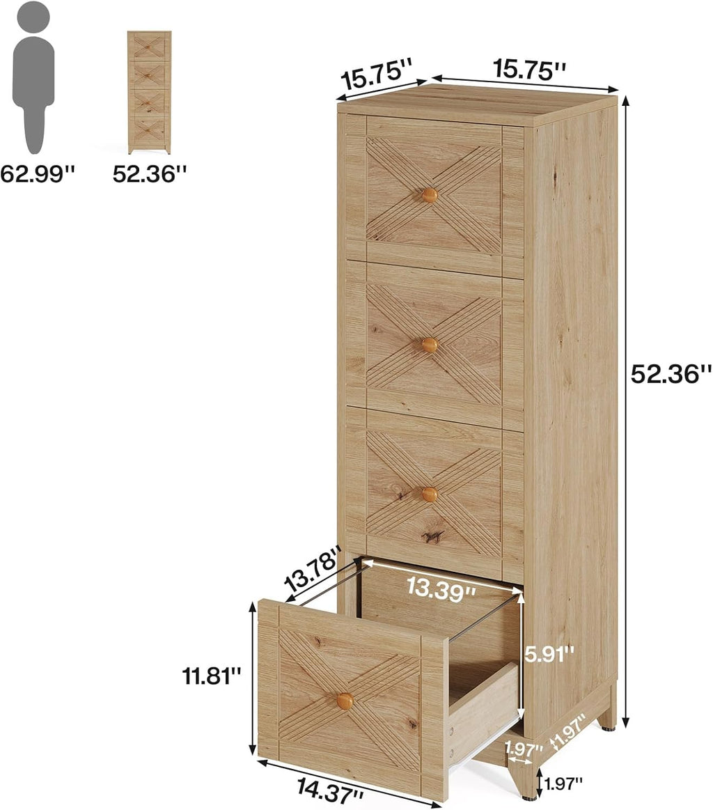 Tribesigns 4-Drawer File Cabinet for Letter Size, Wood Office Storage O1963