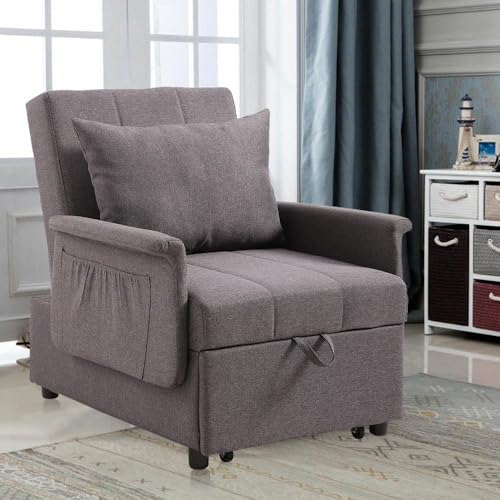 Convertible Sleeper Chair Bed with Adjustable Backrest and Pillow U634