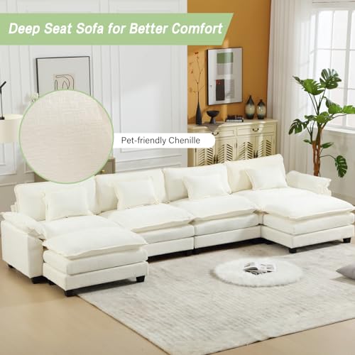 154" Oversized U-Shaped Sectional Sofa with Convertible Chaise, Velvet, Grey J5593