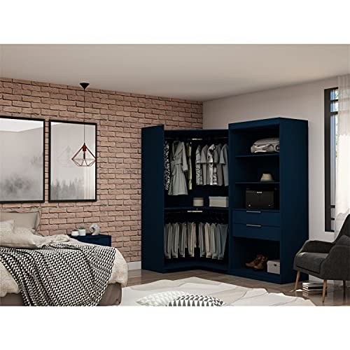 Manhattan Comfort Mulberry 2.0 Corner Wardrobe Closet with Drawers, White X387
