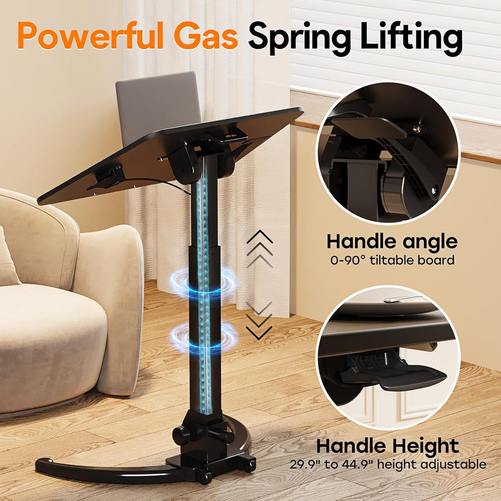JOY worker Foldable Mobile Standing Desk with Ergonomic Rotating Elbow Cushion Pad Q390749