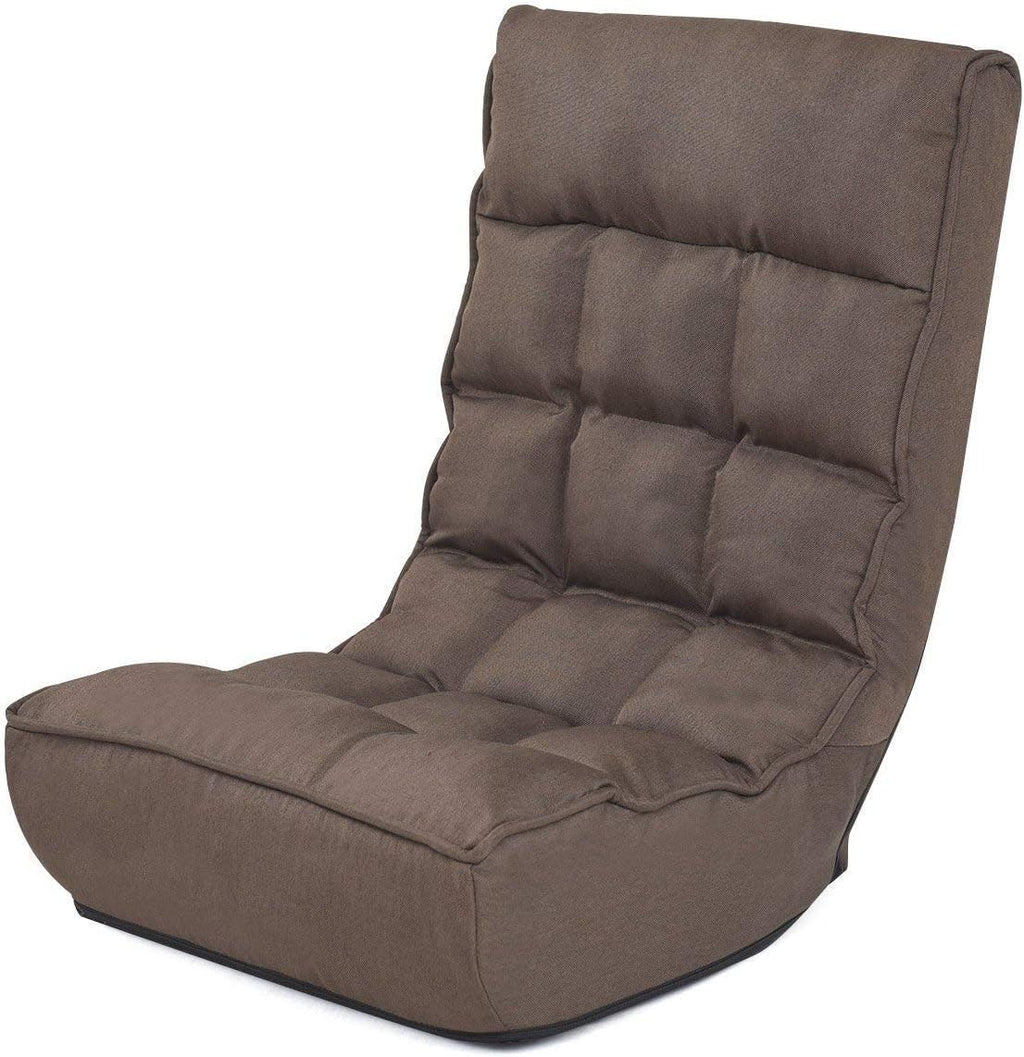 Casart Floor Chair Sleeper 4-Position Adjustable Angle Folding Lazy Sofa Cushioned Couch Lounger Easy for Storage, Brown