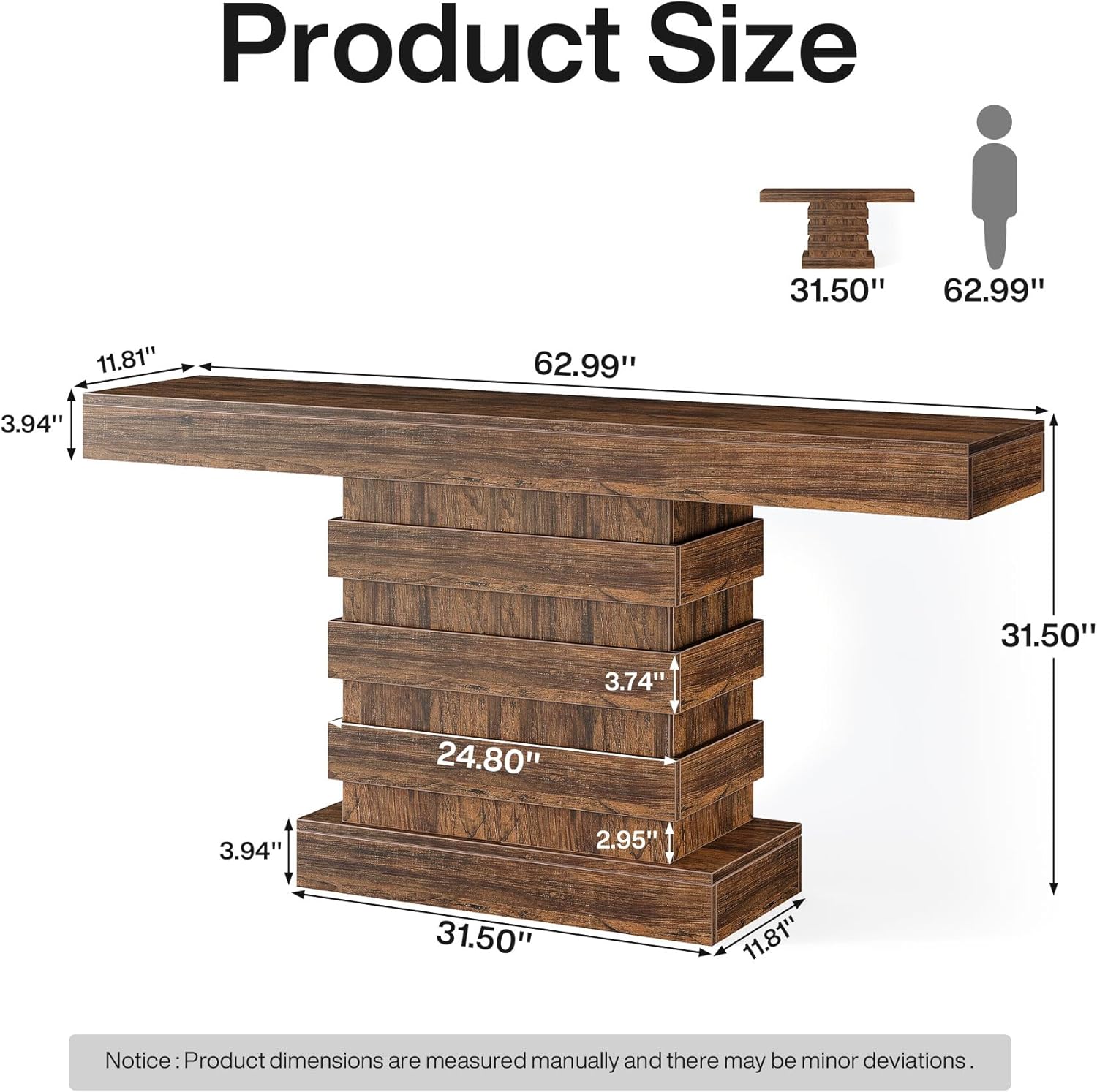 63-Inch Farmhouse Narrow Console Table for Entryway, Living Room, Rustic Brown B8699