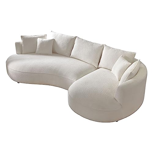 Modern Sectional Curved Sofa Couch for Living Room, 5-Seat Eco-leather, Orange X886073