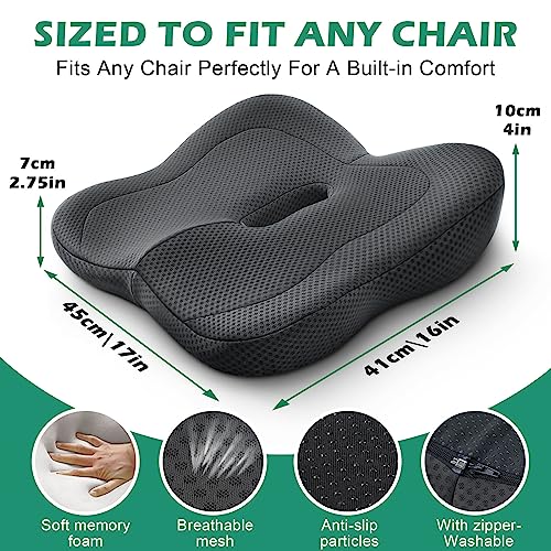 Gel Seat Cushion with Cooling Honeycomb Design, Non-Slip Cover for Office Chair E12879