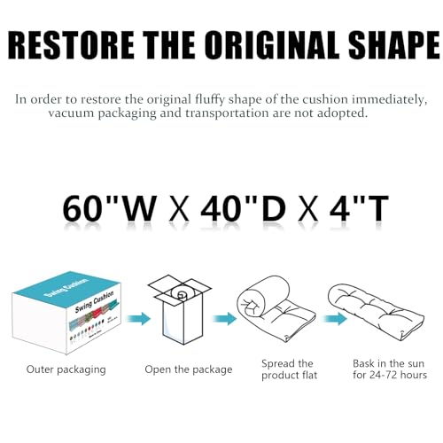 Waterproof Porch Swing Cushion with Backrest and Ties, 2-3 Seat G12798