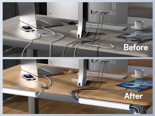 DELAMU 4 Pack Under Desk Cable Management J-Channel Cord Organizer K175057