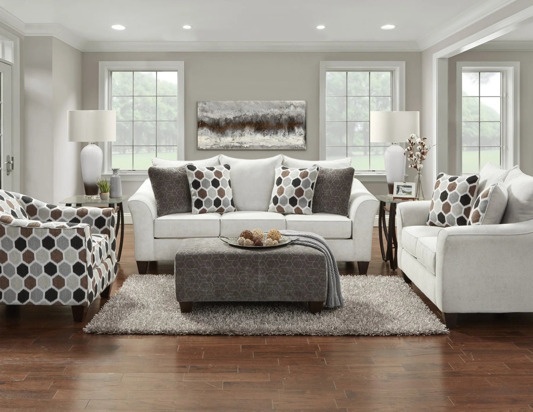 Roundhill Furniture Camero Fabric Pillow-back Sofa, Silver S786