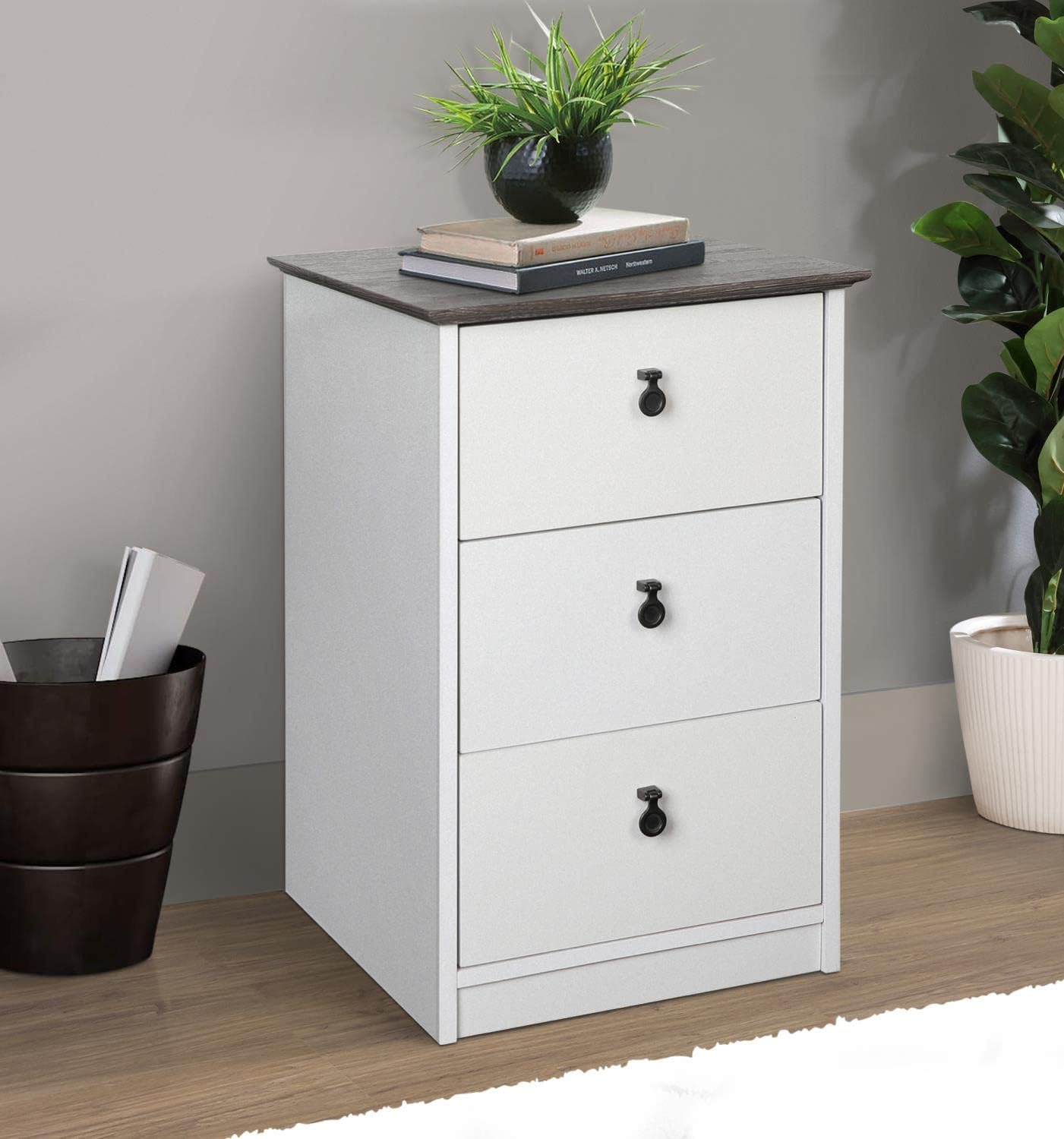 Finley Gray Oak/White 3-Drawer Filing Cabinet R364
