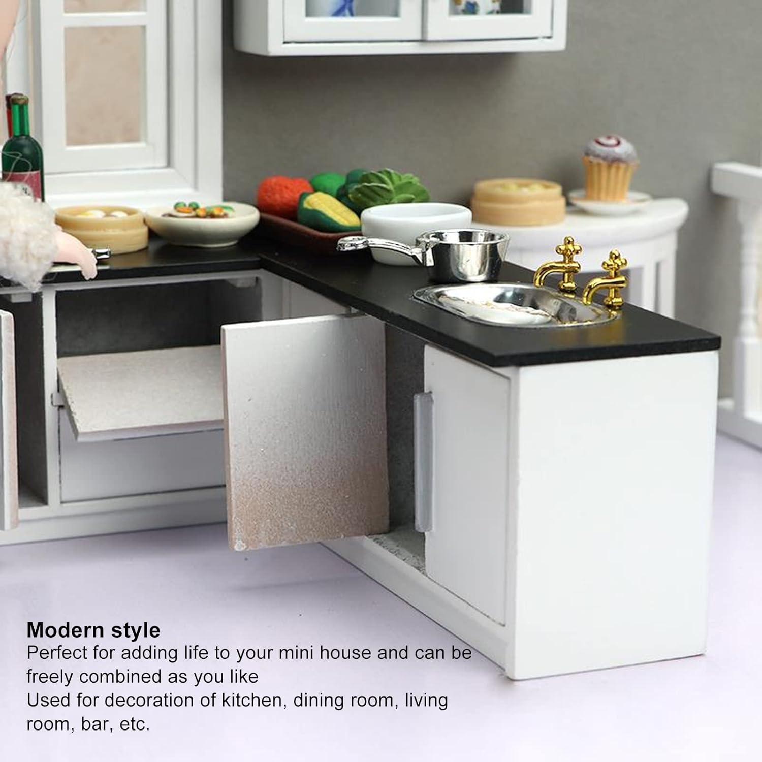 Keenso 1:12 Mini Dollhouse Kitchen Cabinet Set Wood Craftsmanship DIY J587720