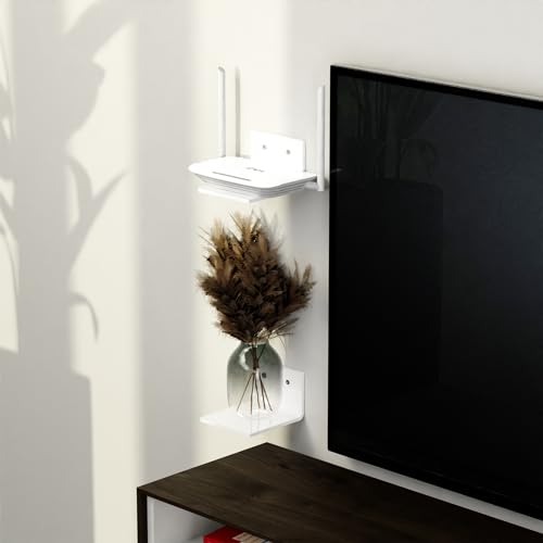 Acrylic Floating Wall Shelf 4 Inch White Set of 2 Adhesive No Drilling P681