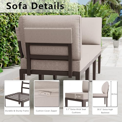 15 Piece Patio Furniture Set with Propane Fire Pit, 12-Seat Modular Outdoor Sectional, Navy Blue J871598