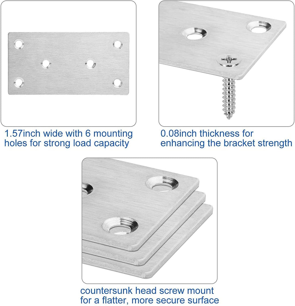 Stainless Steel Mending Plates for Wood, 22 Pack, 2x4 Inch O910820