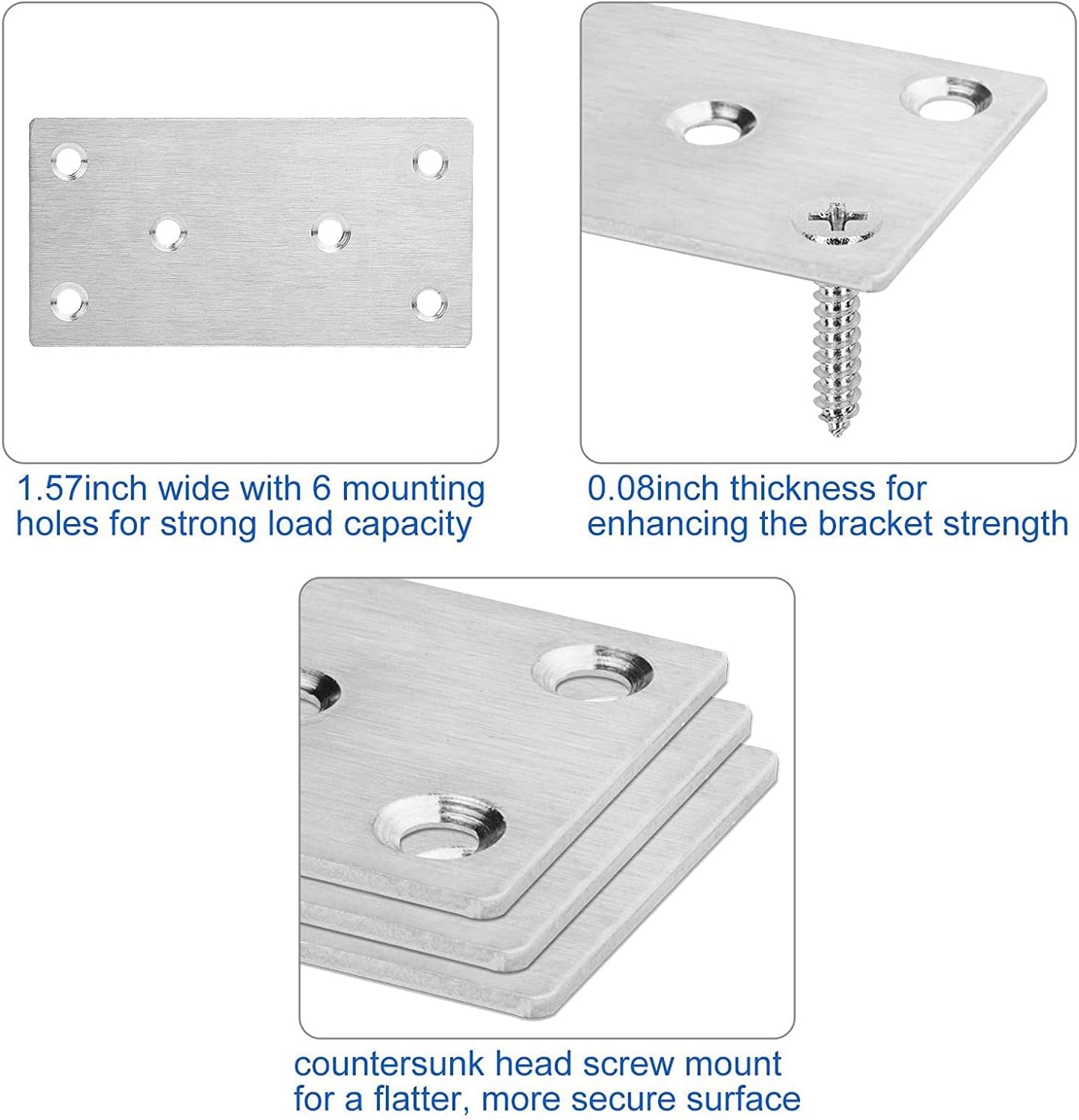 Stainless Steel Mending Plates for Wood, 22 Pack, 2x4 Inch O910820