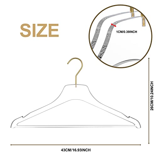 Acrylic Clear Hangers 5-Pack with Gold Hooks for Clothes X240278