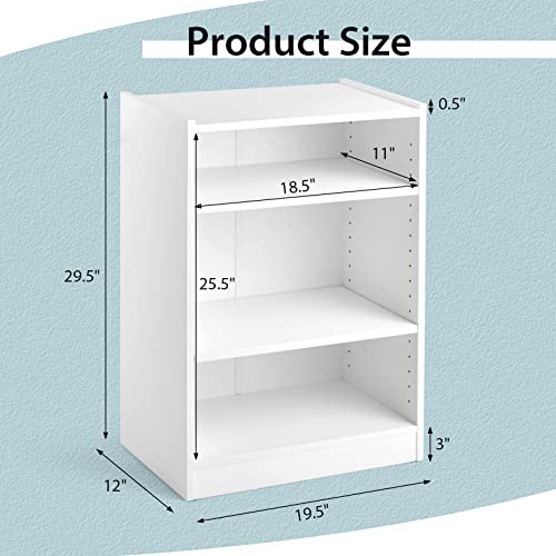 3 Shelf Bookcase with Adjustable Shelves, Wood Storage for Bedroom, Black C87086