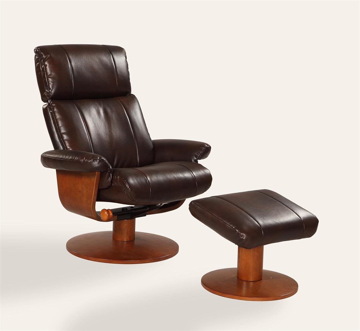 Nora-812-103 Air Massage Bonded Leather Swivel Recliner with Ottoman, Espresso