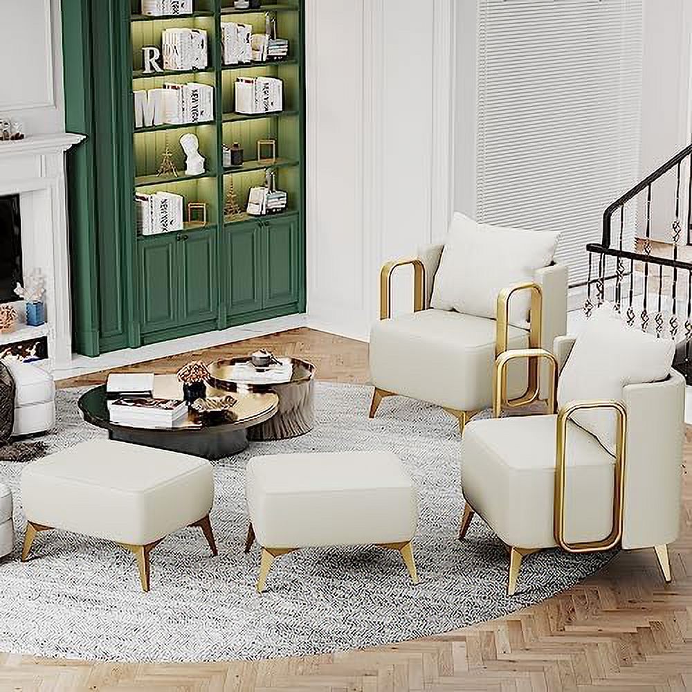 NLIBOOMLife Accent Chair with Ottoman Faux Leather Modern Living Room Armchair S42017