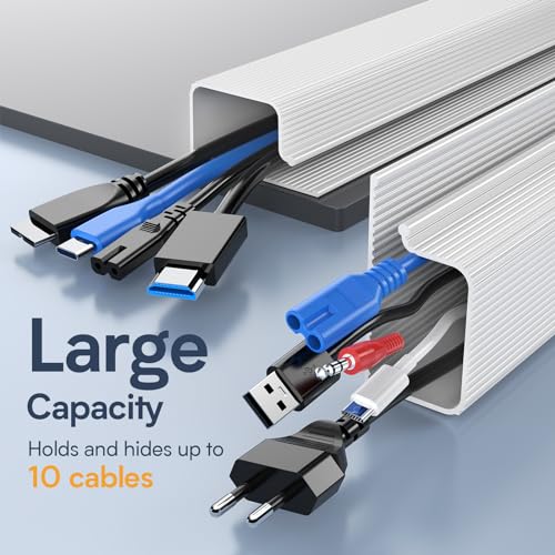 DELAMU 4 Pack Under Desk Cable Management J-Channel Cord Organizer K175057