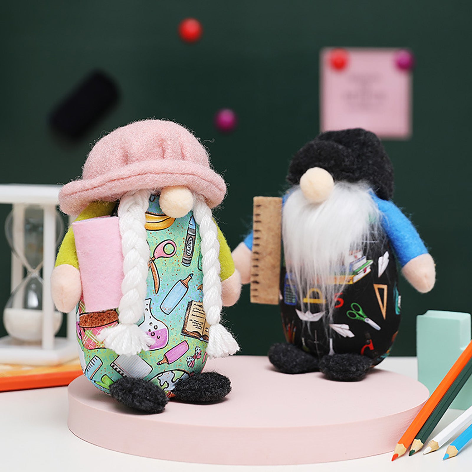 JPLZi School Doll Round Hat Doll College Kindergarten Decorations P12613