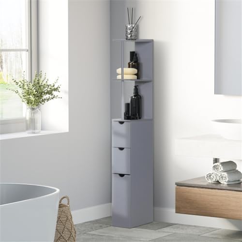 Slim Bathroom Cabinet with 3 Drawers Freestanding Narrow Storage Shelf I7068
