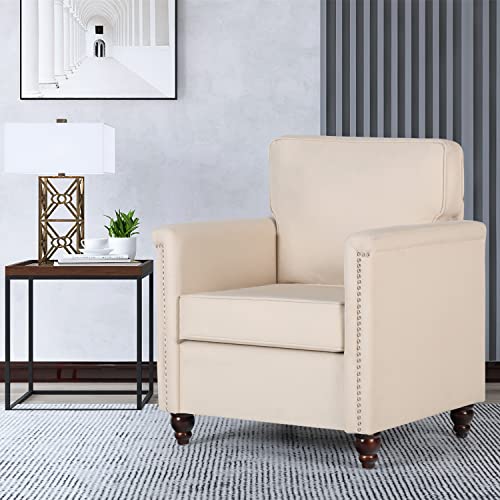 AILEEKISS Accent Chairs Set of 2 Upholstered Chesterfield Armchair Beige R911