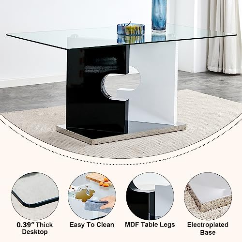 Glass Dining Table Set for 4 with Tempered Glass Top and PU Leather Chairs U1572