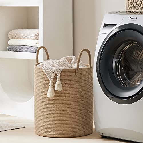 YOUDENOVA Woven Rope Laundry Hamper Basket 72L Pure White B78824