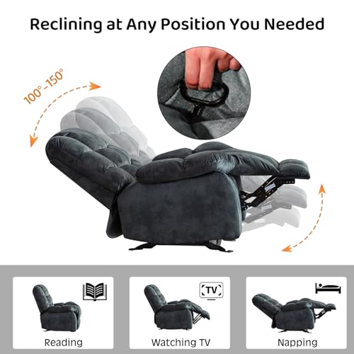 Manual Recliner Chair, Soft Fabric Padded Backrest and Armrests, Heavy Duty Single Sofa T582069