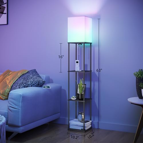 SUNMORY Shelf Floor Lamp with 3-Way Dimmable LED Bulb, White L622