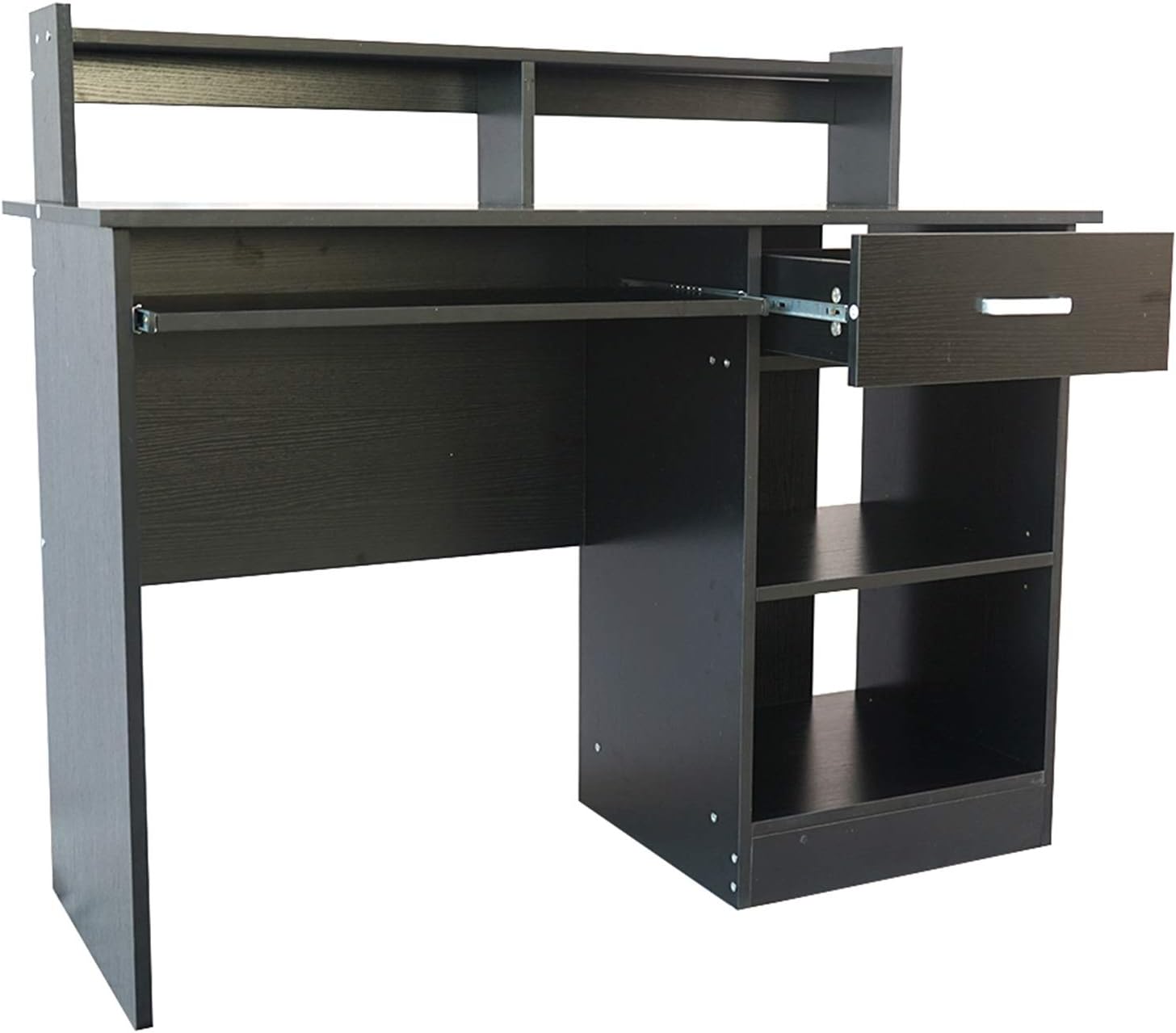 Black Computer Desk with Keyboard Tray and Drawer for Home Office T14048