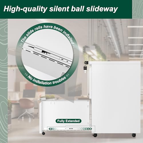 Superday 2 Drawer Metal Rolling File Cabinet with Lock, White E545765