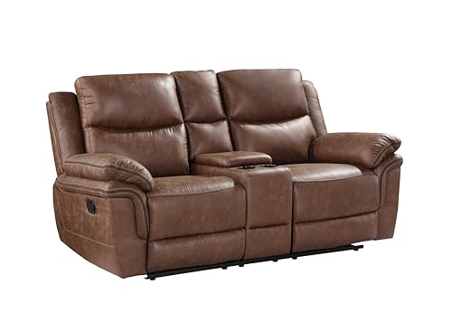 Ryland Polyester Manual Sofa with Dual Recliner, Brown V416032