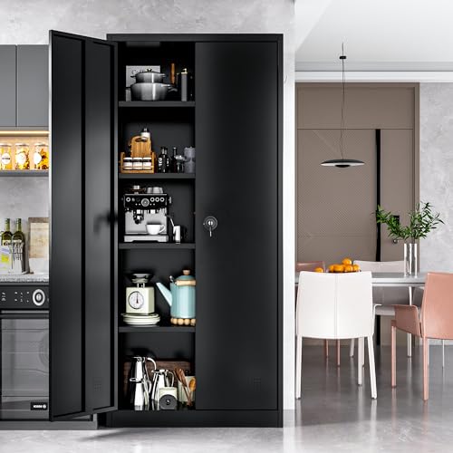 Qiaoxuan Metal Garage Storage Cabinet with 2 Doors and 4 Adjustable Shelves I354