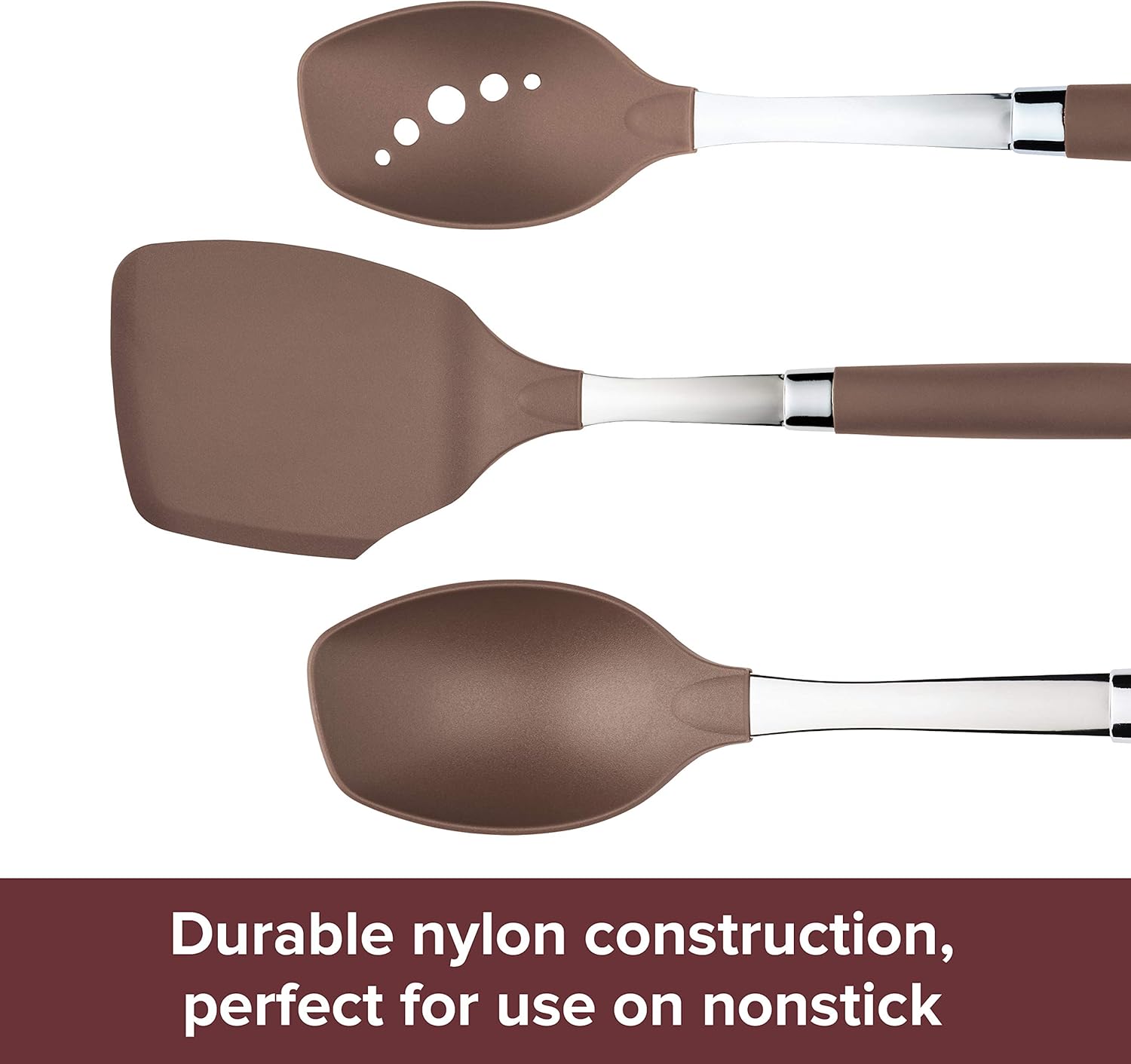 Anolon SureGrip Nonstick Kitchen Utensil Set, 6 Piece, Bronze Brown N992617