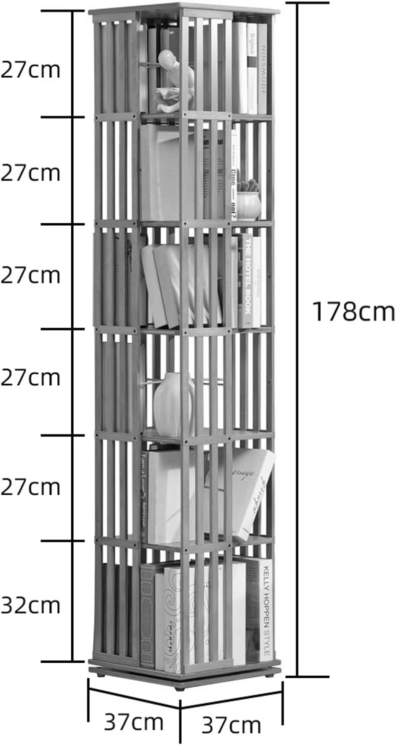 Bamboo 360 Rotating Bookshelf, 6 Tier Floor Standing Bookcase G2968